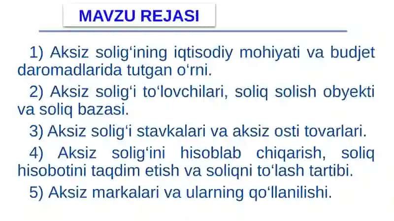 AKSIZSOLIG‘I 2