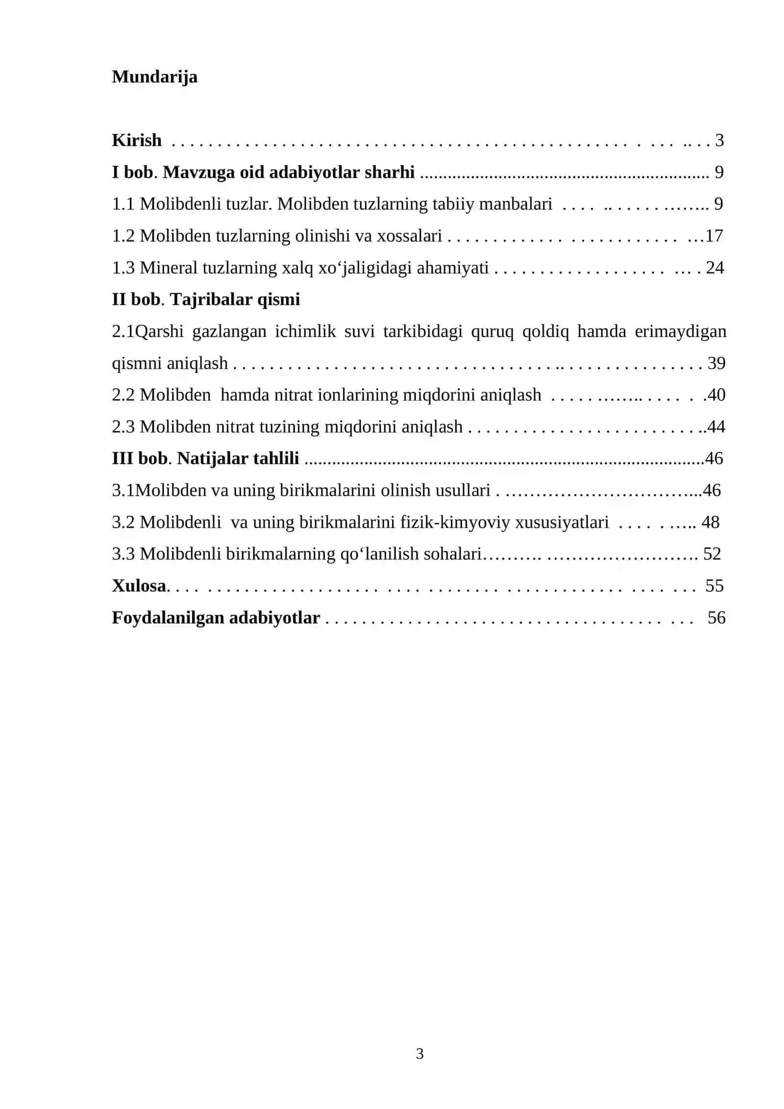 Qarshi gazlangan ichimlik suvi tarkibidagi molibden hamda nitrat ionlarining miqdorini aniqlash 2