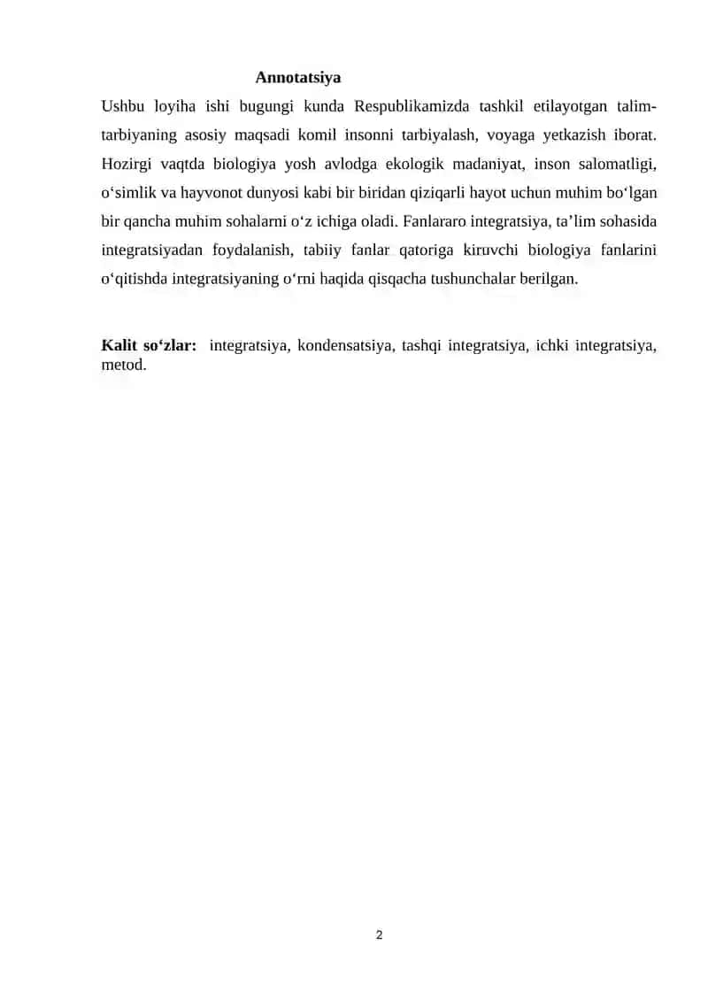 Biologiya Fani O‘qituvchilari Malaka Oshirish Kursi 2