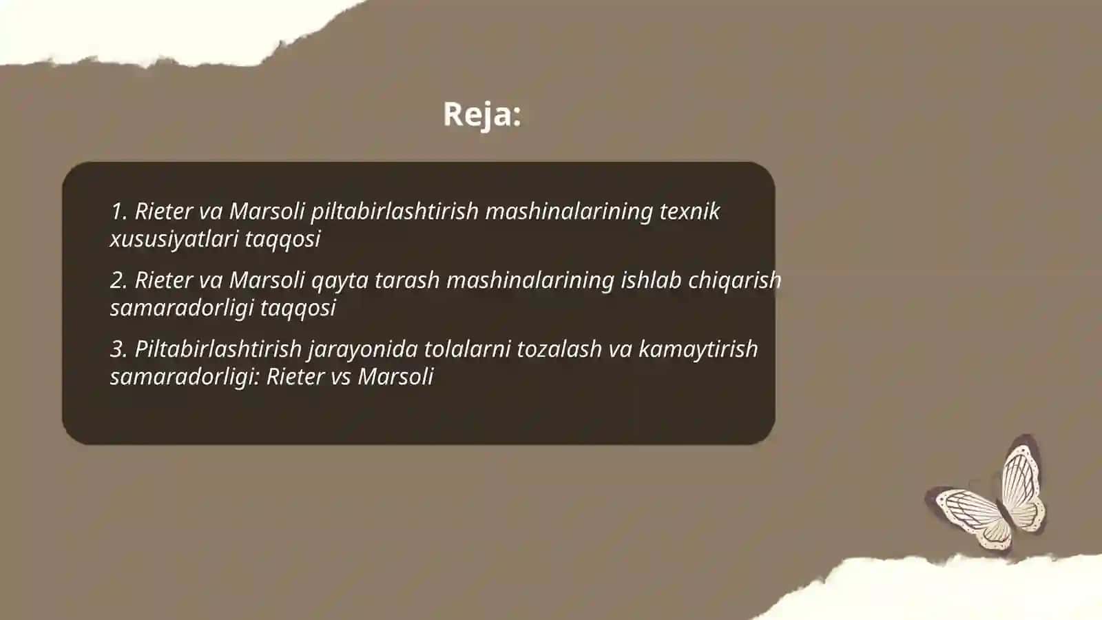 Rieter va Marsoli piltabirlashtirish va qayta tarash mashinalari 2
