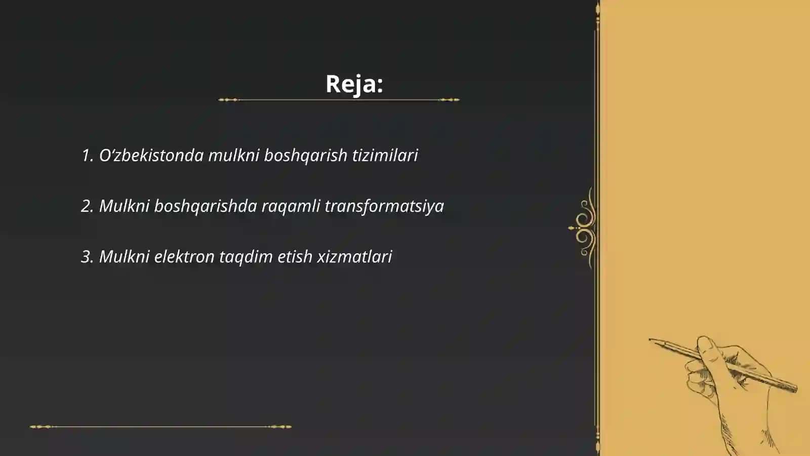 Oʻzbekiston mulkni boshqarish bozori xozirgi tendsiyalar va rivojlanish xususiyatlari 2