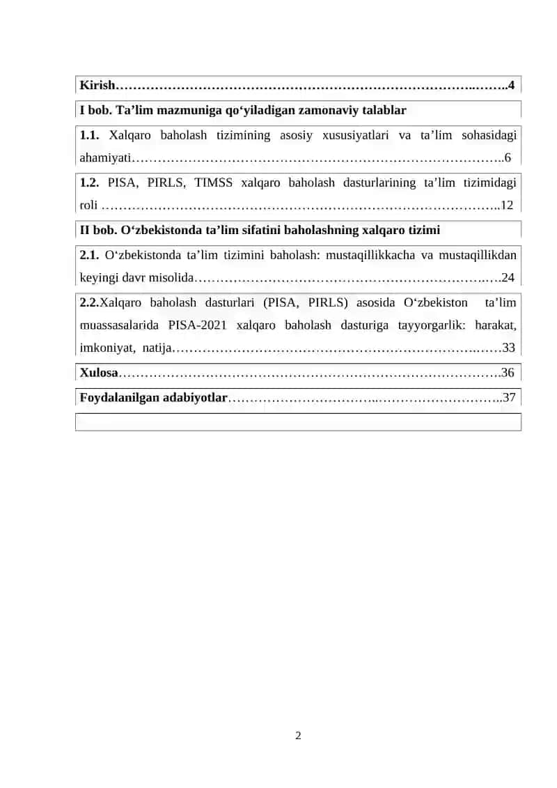 Ta’lim sifatini baholashning xalqaro tizimi 2