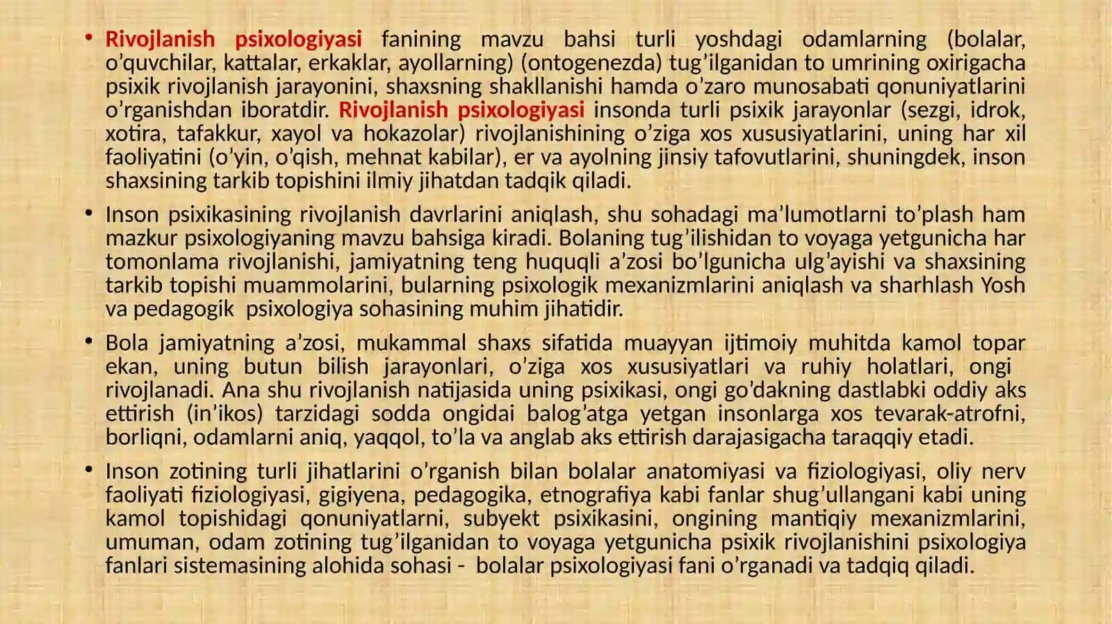 Rivojlanish psixologiyasi faniga kirish 2