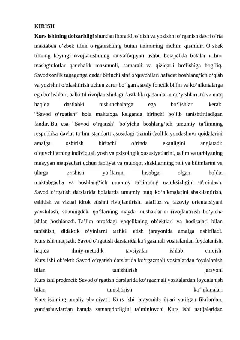 O'QISH DARSLARIDA KO'RGAZMALI VOSITALARDAN FOYDALANISH 2