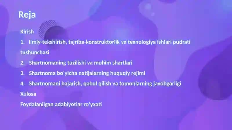 Ilmiy-tekshirish, tajriba-konstruktorlik va texnologiya ishlari pudrati 2