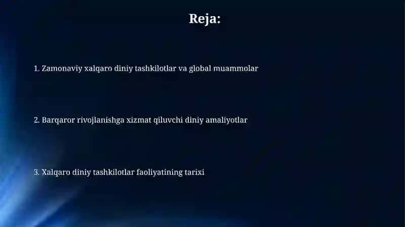 Xalqaro diniy tashkilotlar faoliyatining tarixi va ularning barqaror rivojlanishi 2
