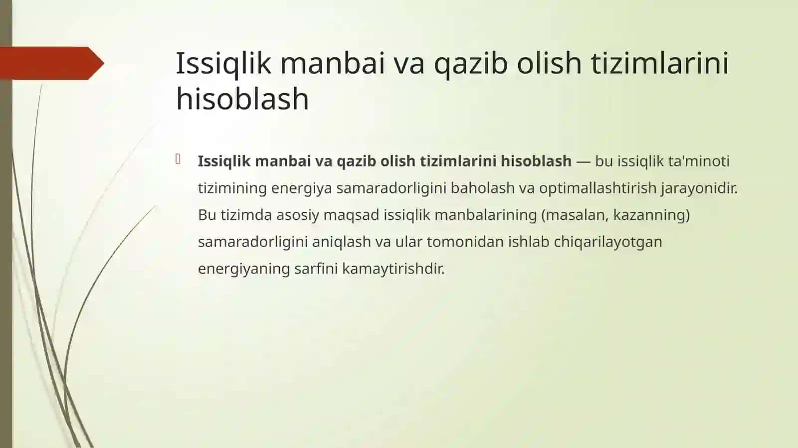 Issiqlik ta'minoti tizimidagi uskunalarni komp'yuter dasturi asosida hisoblash. 2