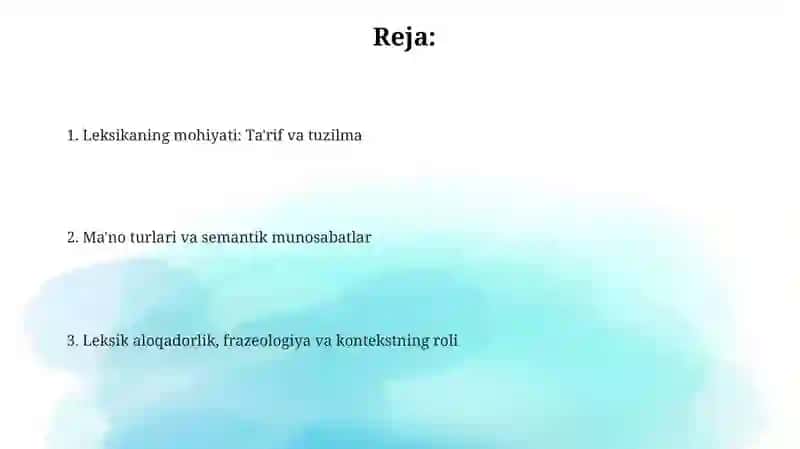 Leksik ma'noning murakkab strukturali butunlik ekanligi 2