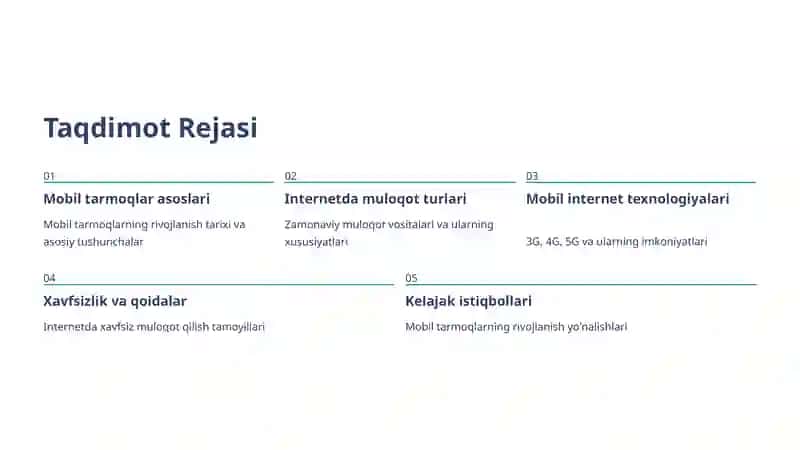 Internetda muloqot qilish. Mobil tarmoqlar 2