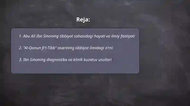 Abu Ali Ibn Sinoning tibbiyot ilmidagi o'rni 2