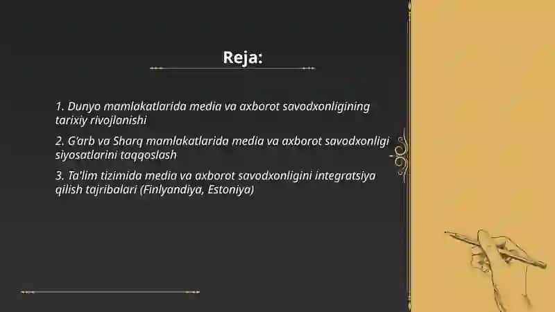 Dunyo mamlakatlaridagi media va axborot savodxonligi taraqqiyoti 2