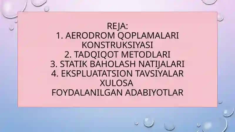 Aerodrom qoplamalari konstruksiyalarini tadqiq etish natijalarini statik baholash 2