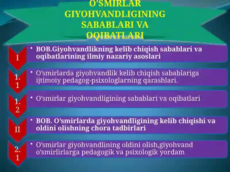 O’SMIRLAR GIYOHVANDLIGINING SABABLARI VA OQIBATLARI 2