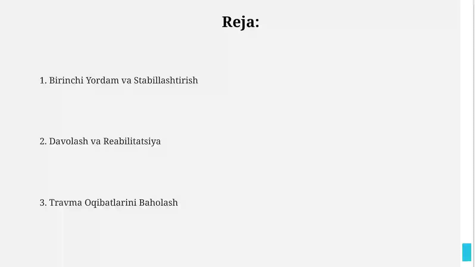 Travmatik shikast olganlarga birinchi yordam va stabillashtirish 2