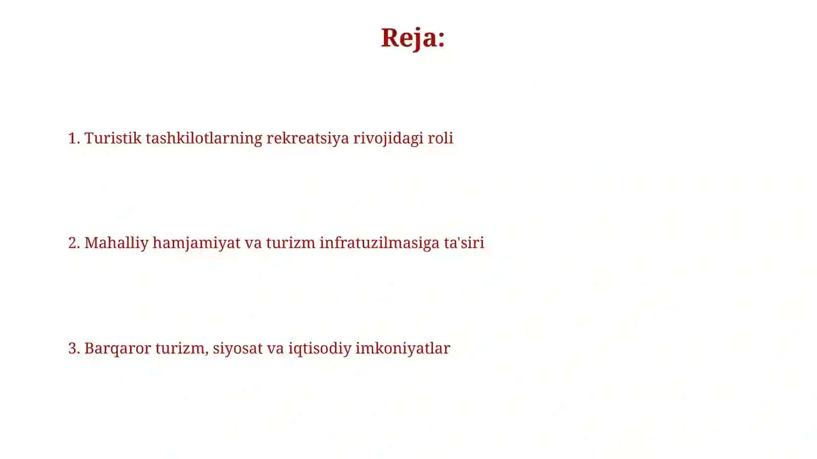 Turistik tashkilotlarning rekreatsiya rivojidagi roli 2