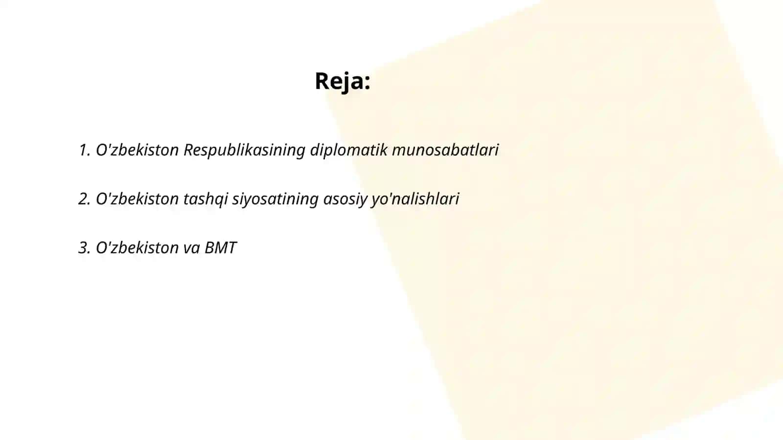 O'zbekiston Respublikasi xalqaro munosabatlarning to'la huquqli subyekti 2