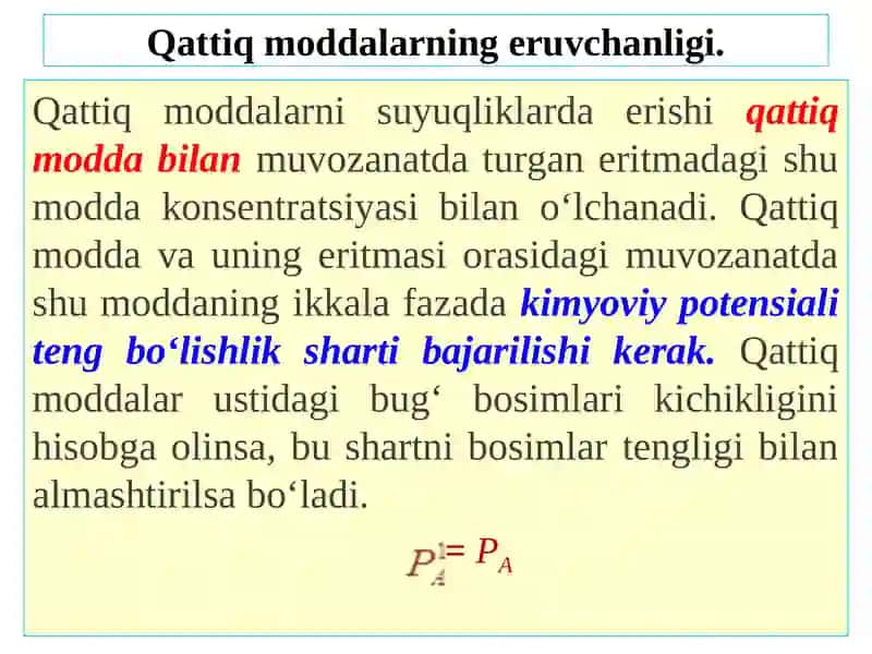 Qattiqmoddalarning eruvchanligi 2