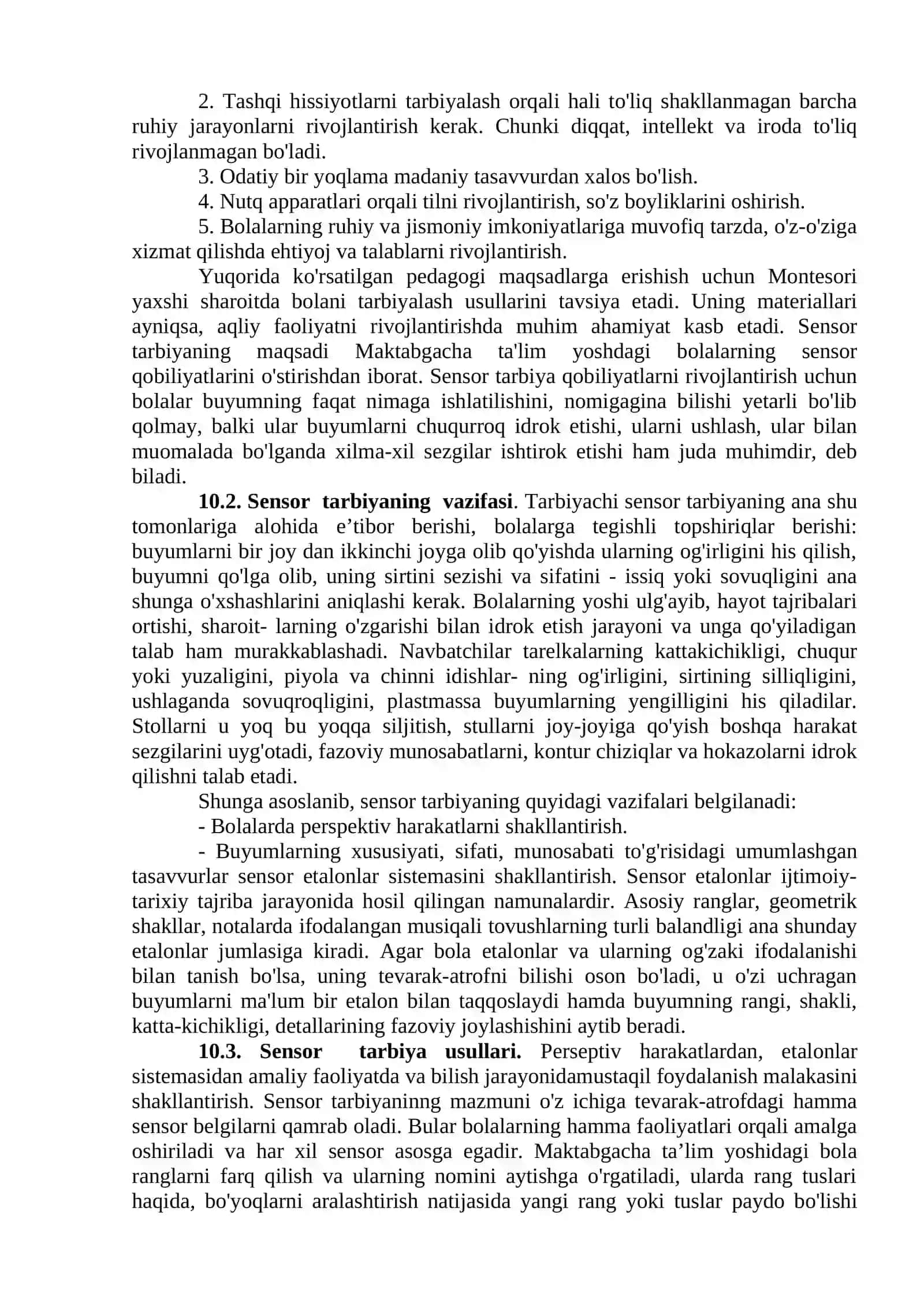 MAKTABGACHA YOSHDAGI BOLALARNI SENSOR TARBIYASI 2