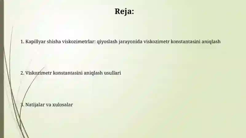 Kapulyar shishali viskozimetrlari qiyoslashni oʻrkazishda viskozimetr doimligini aniqlash 2