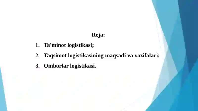 Ta'minot logistikasi TAQSIMOT LOGISTIKASI. OMBORLAR LOGISTIKASI 2