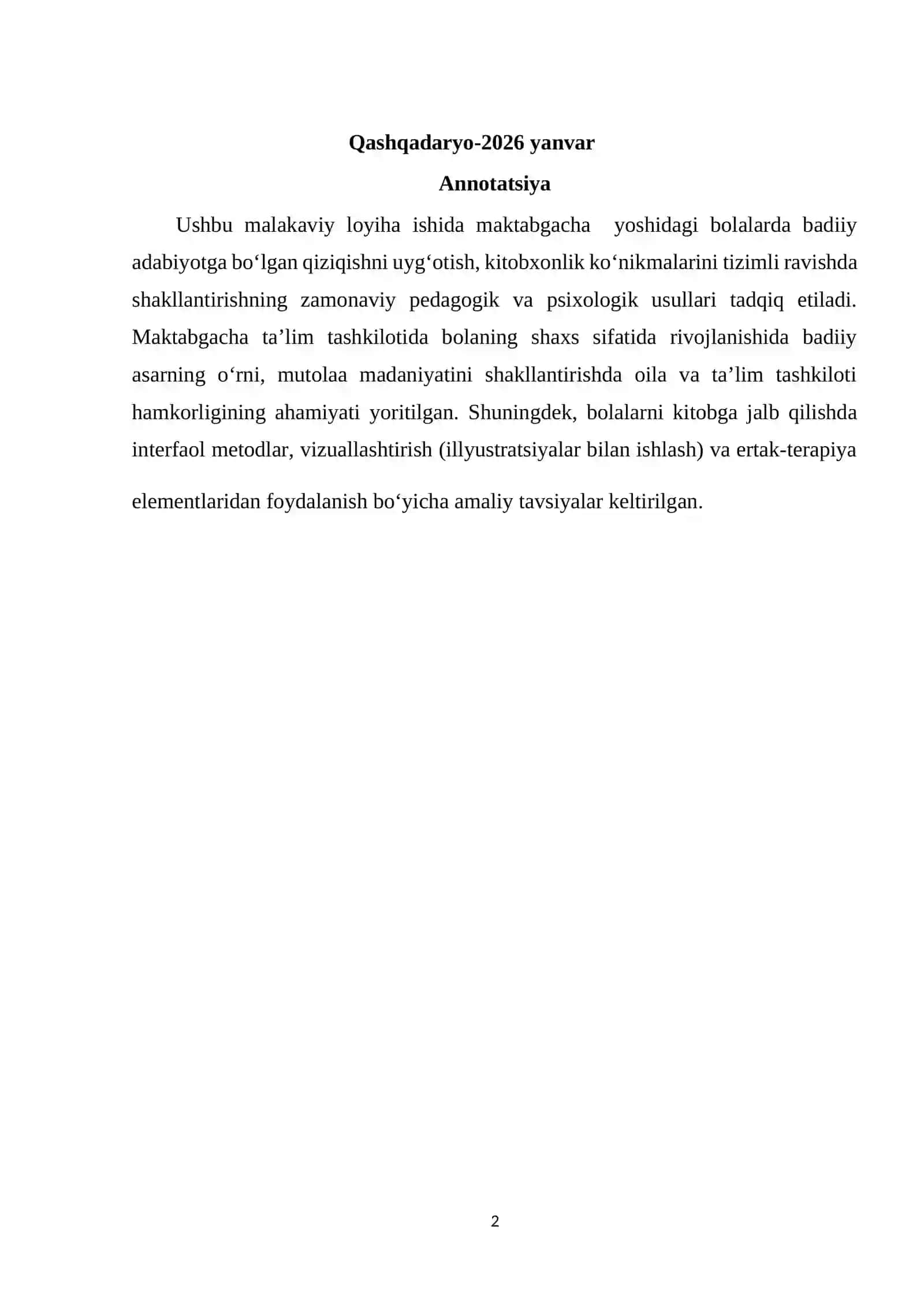 MAKTABGACHA TA’LIM TASHKILOTLARIDA BOLALARDA BADIIY ASARLARDA NISBATAN QIZIQISH KO’NIKMALARINI TASHKIL TOPTIRISH USULLARI 2