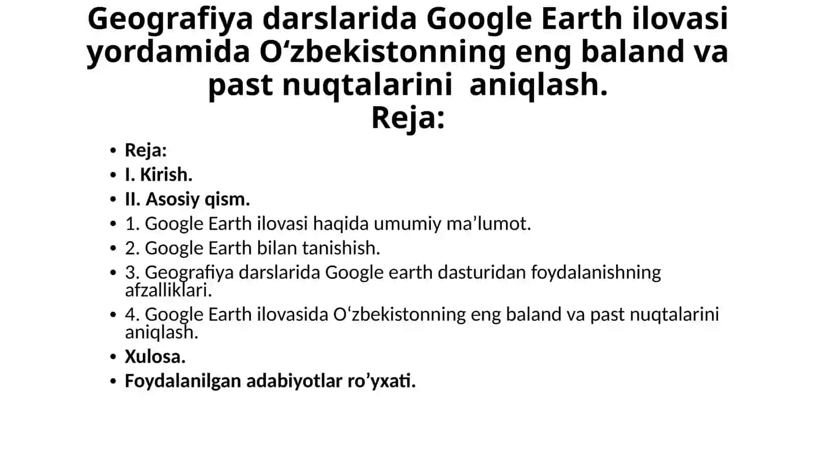 Google Earth ilovasida O‘zbekistonning eng baland va past nuqtalarini aniqlash 2