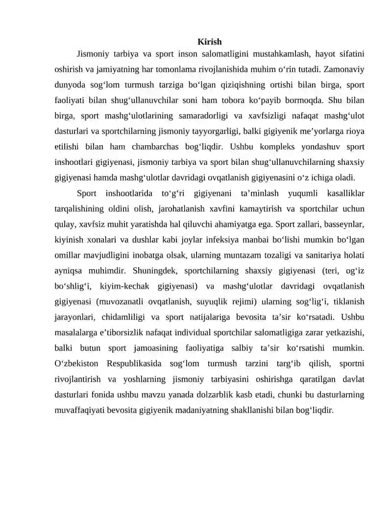 SPORT INSHOOTLARI GIGIYENASI VA JISMONIY TARBIYA 2