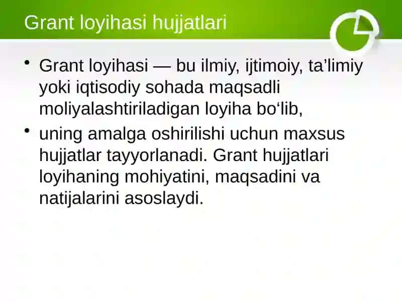 Grant loyihasi hujjatlari 2