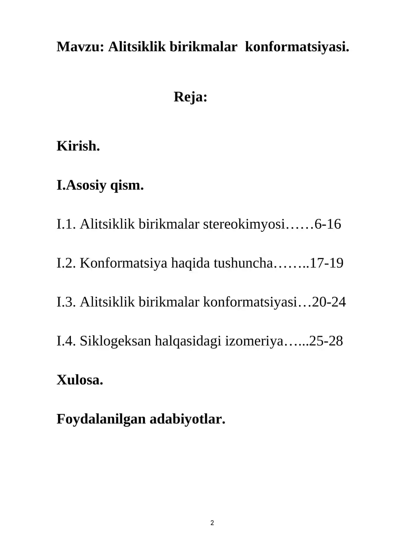 Alitsiklik birikmalar konformatsiyasi 2