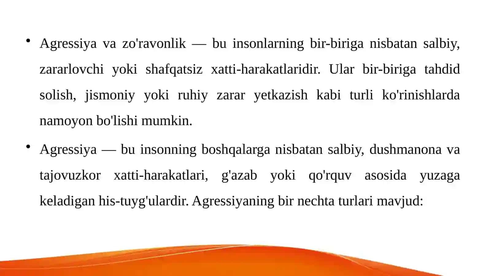 Konflikt signallari. Agressiya va zo’ravonlik haqida tushuncha 2