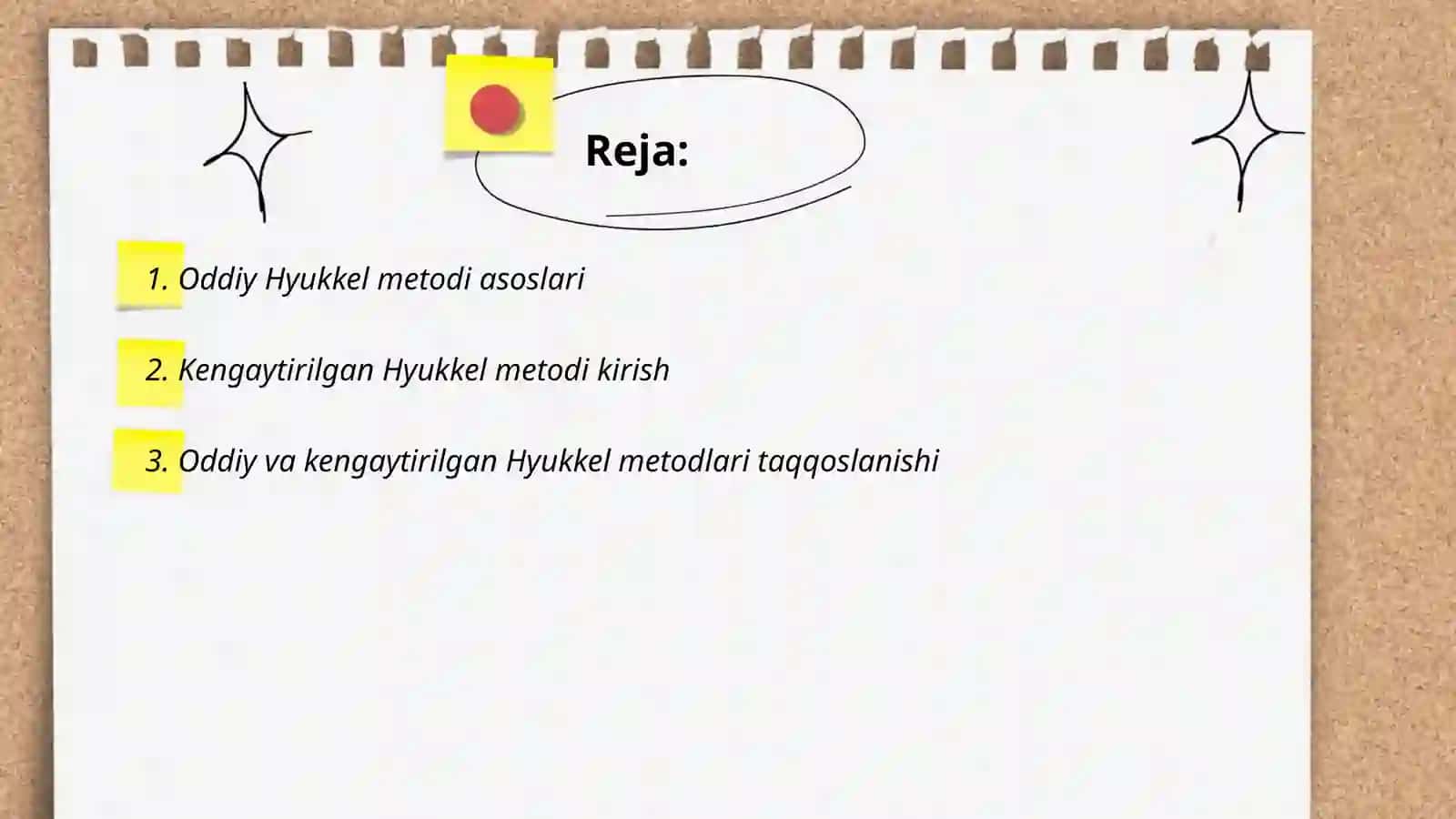 Oddiy va kengaytirilgan hyukkel metodi 2