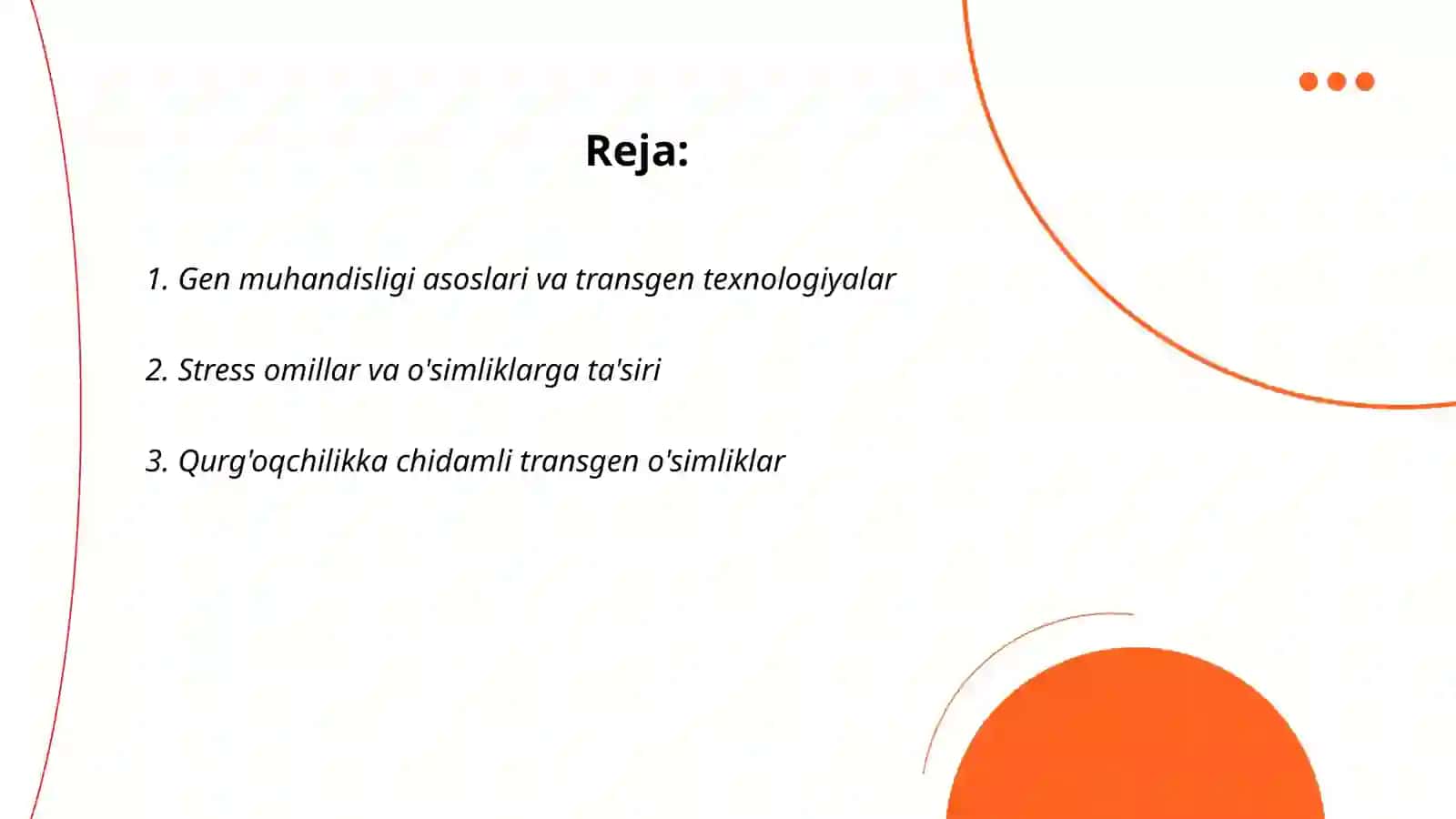 Gen muhandisligi asosida stress omillarga chidamli transgen oʻsimliklar olish 2