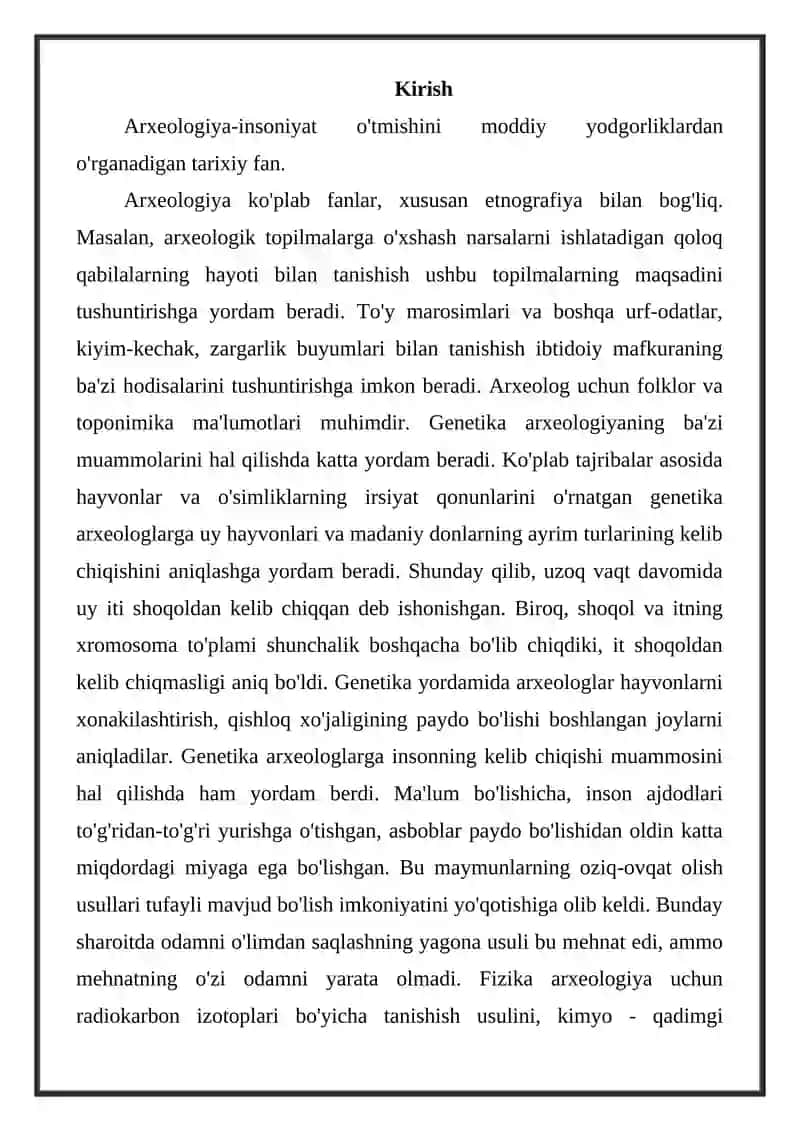 Arxeologiya va yordamchi fanlar 2