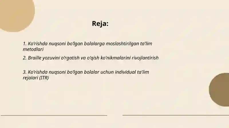 Koʻrishda nuqsoni boʻlgan bolalarning talim tarbiyasi 2