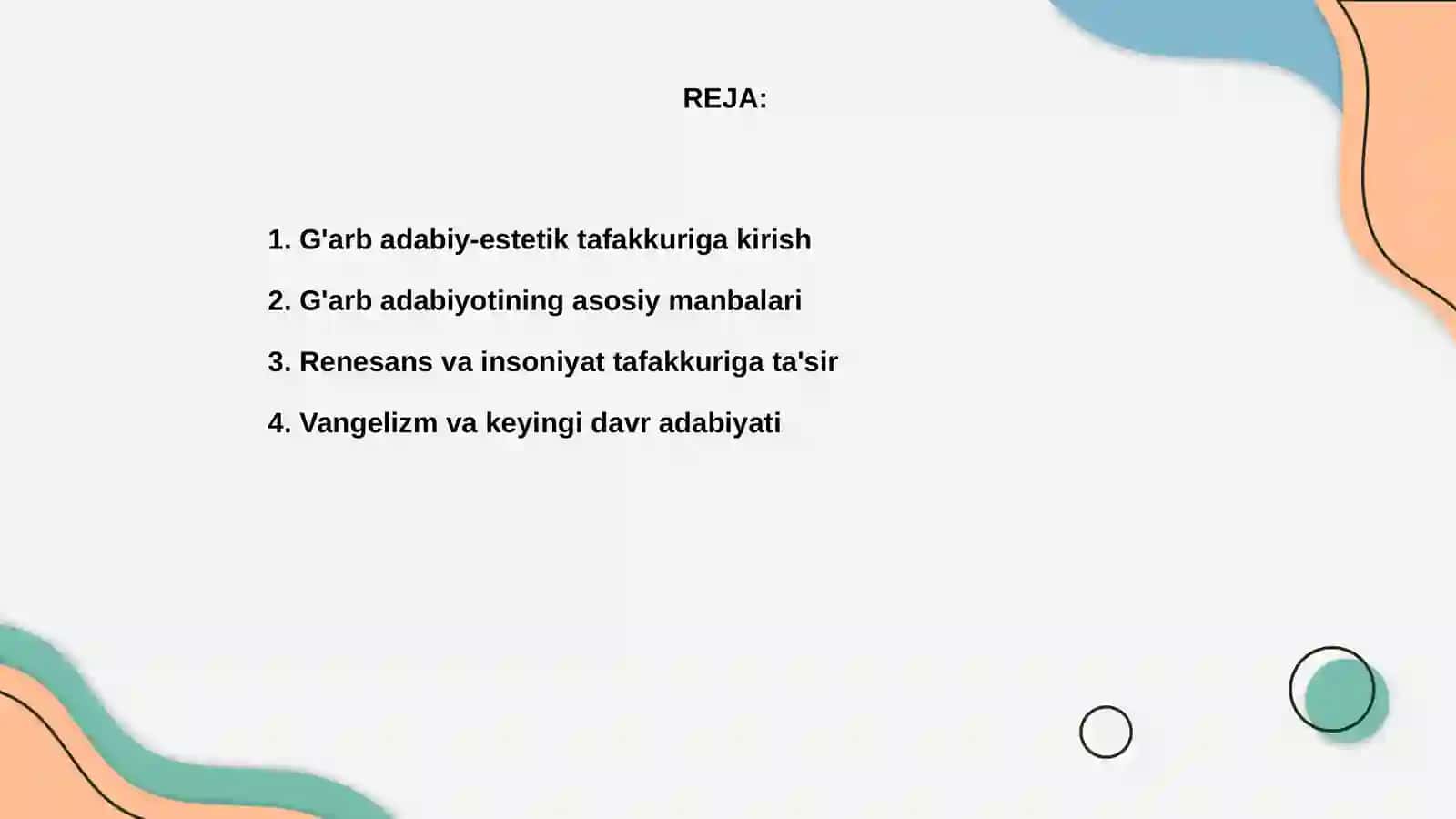 G'arb adabiy-estetik tafakkuriga oid manbalarni o'qish 2