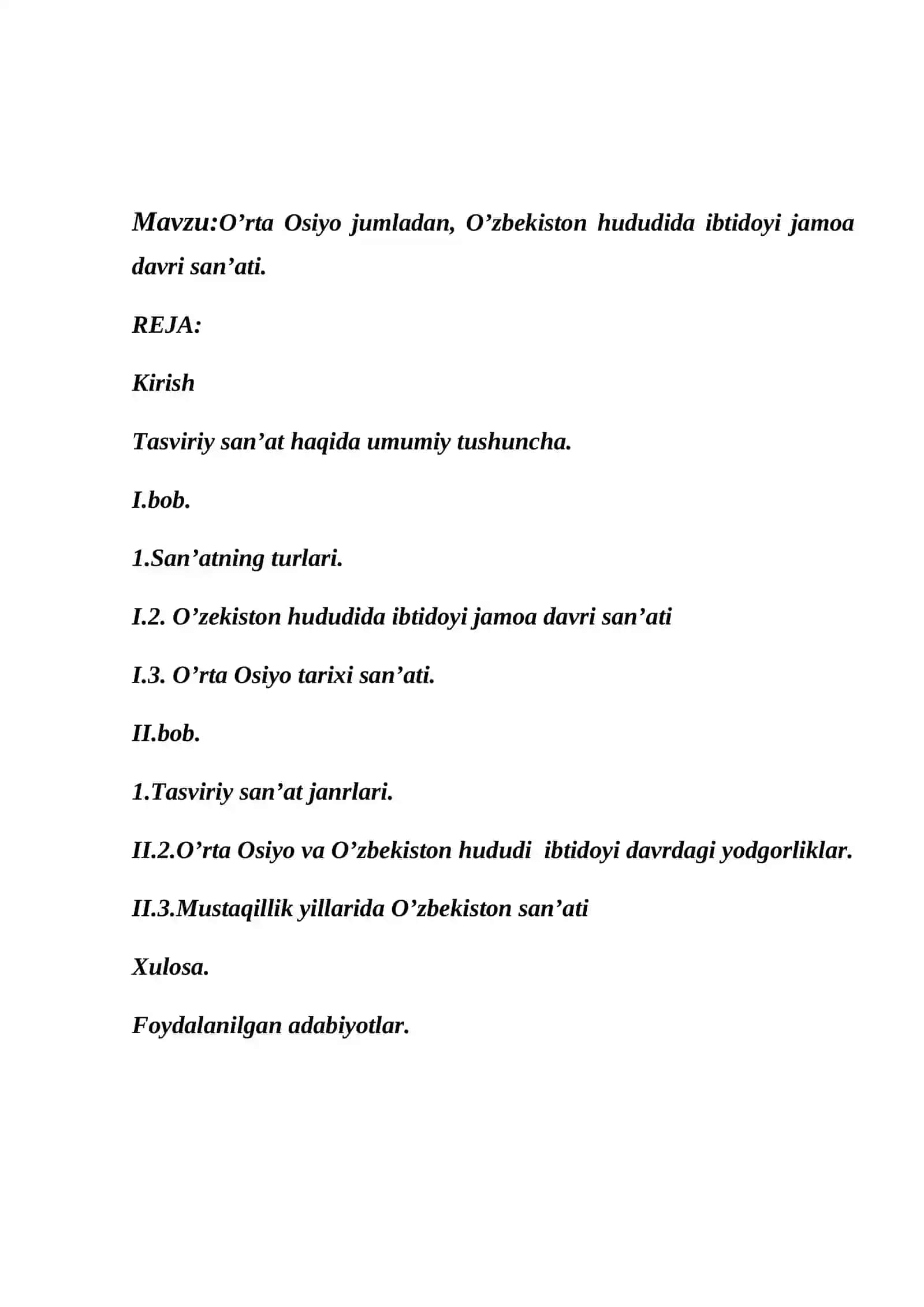 O’rta Osiyoda jumladan O’zbekiston hududida ibtidoyi jamoa davri san’ati 2