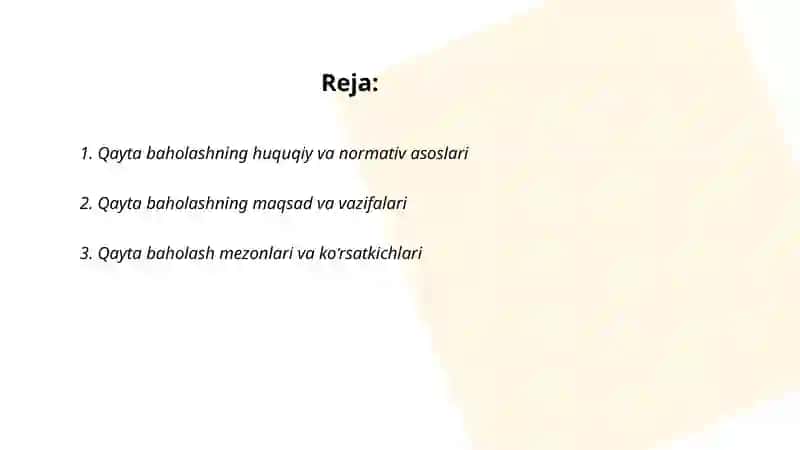 Asosiy vositalarni Qayta baholash tartibi 2