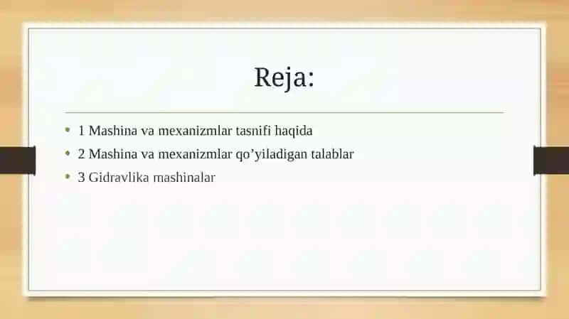 Mashina va jihozlarning turlari tuzilishi Ishlatilishi va bajaradigan va vazifalari 2