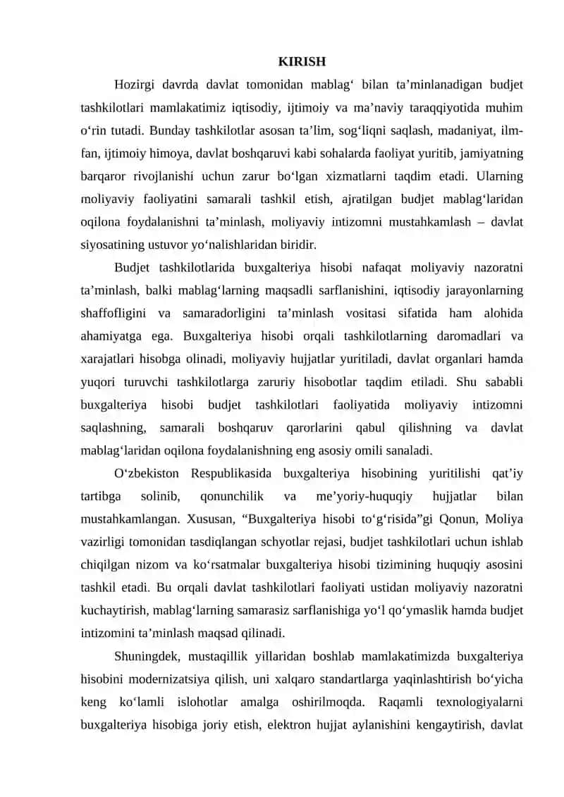 Budjet tashkilotlarida bugalteriya hisobining tashkiliy jihatlari 2