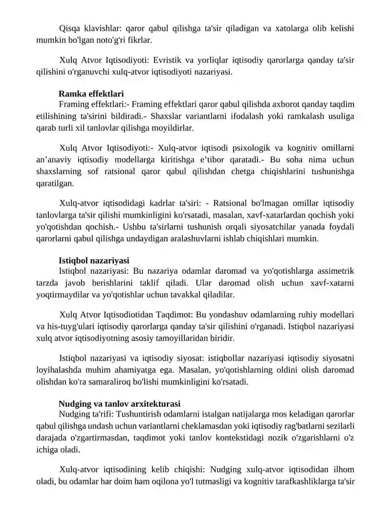 Xulq Atvor Iqtisodiyotidan Taqdimot 2