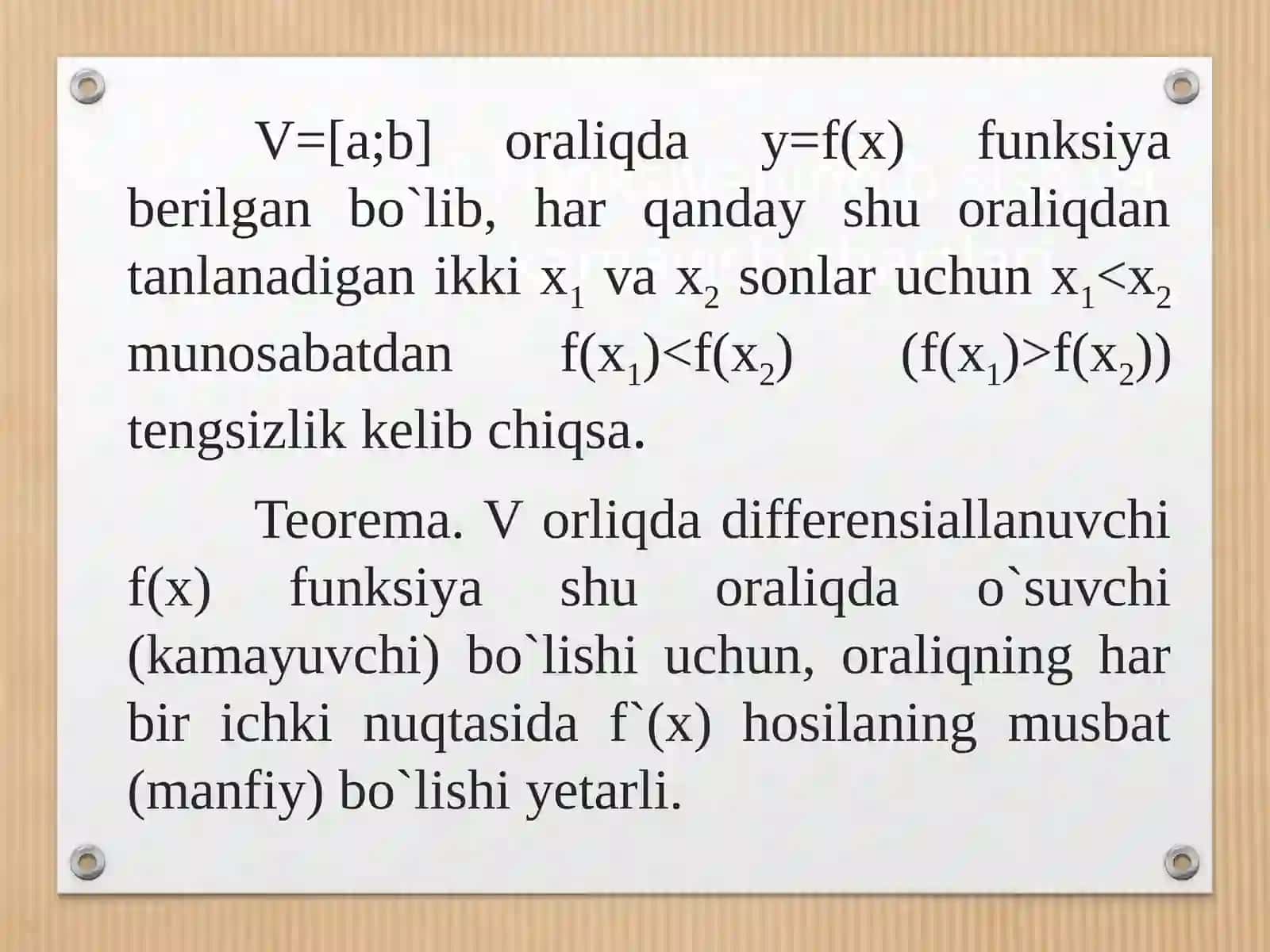 21-mavzu. Bir о‘zgaruvchili funksiyani tekshirish 2