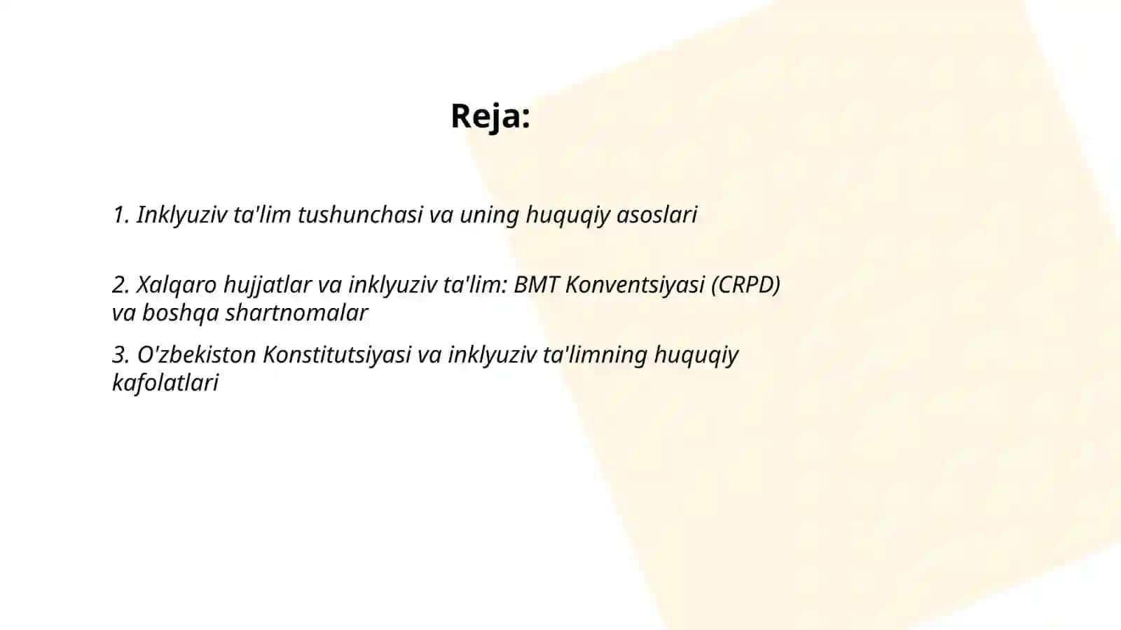 Inklyuziv ta'limning Huquqiy asoslari 2