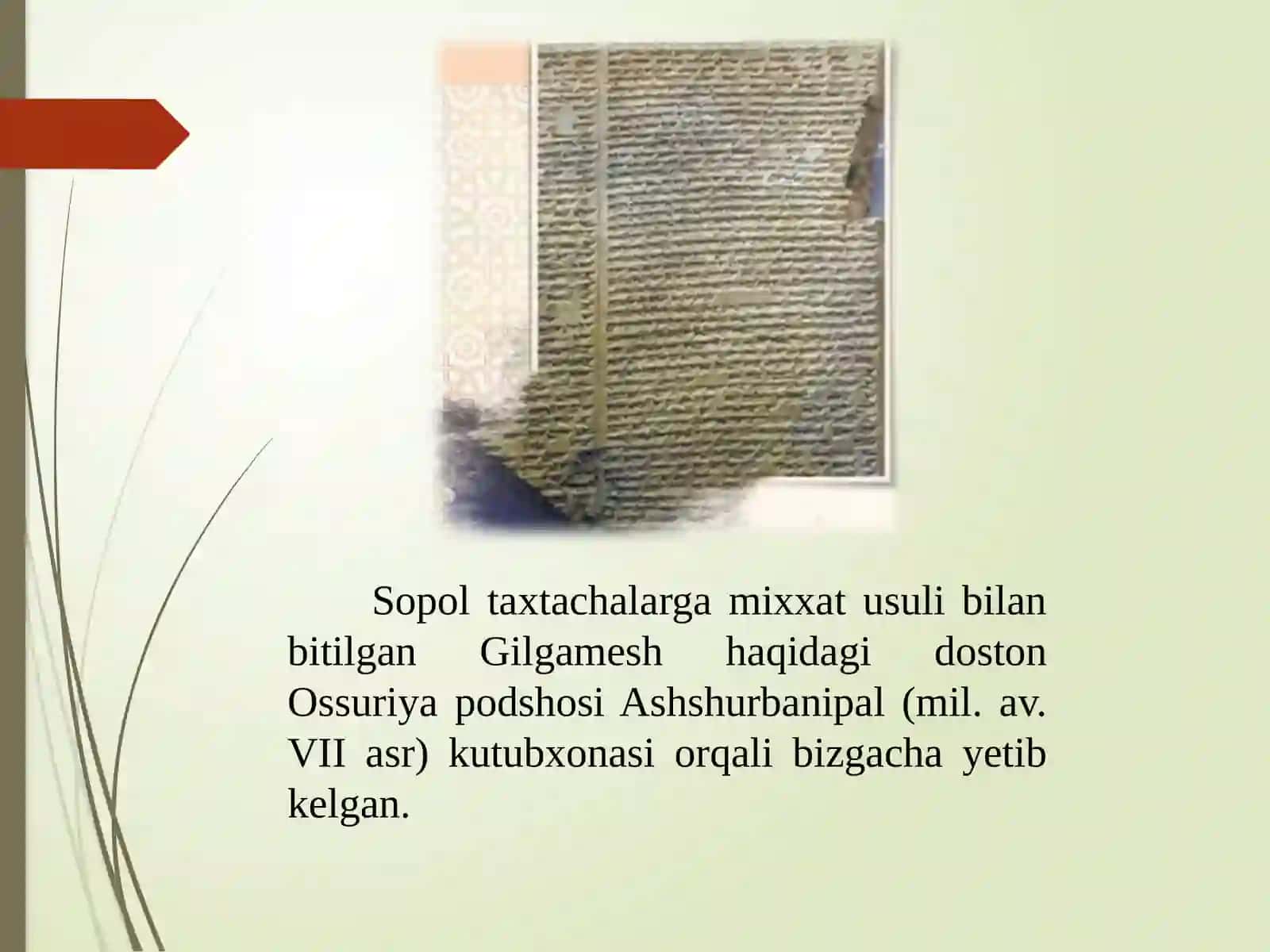 10-sinf Adabiyot dars ishlanma. Qadimgi dunyo adabiyoti (eng qadimgi davrlardan milodning V asrigacha) 2