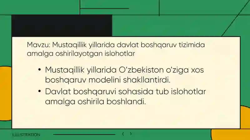 Mustaqillik yillarida davlat boshqaruv tizimida amalga oshirilayotgan islohotlar 2