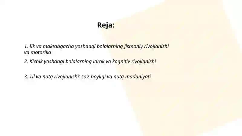 Ilk va maktabgacha yoshdagi bolalarning rivojlanishi va ta'lim-tarbiyasining oʻziga xosligi 2