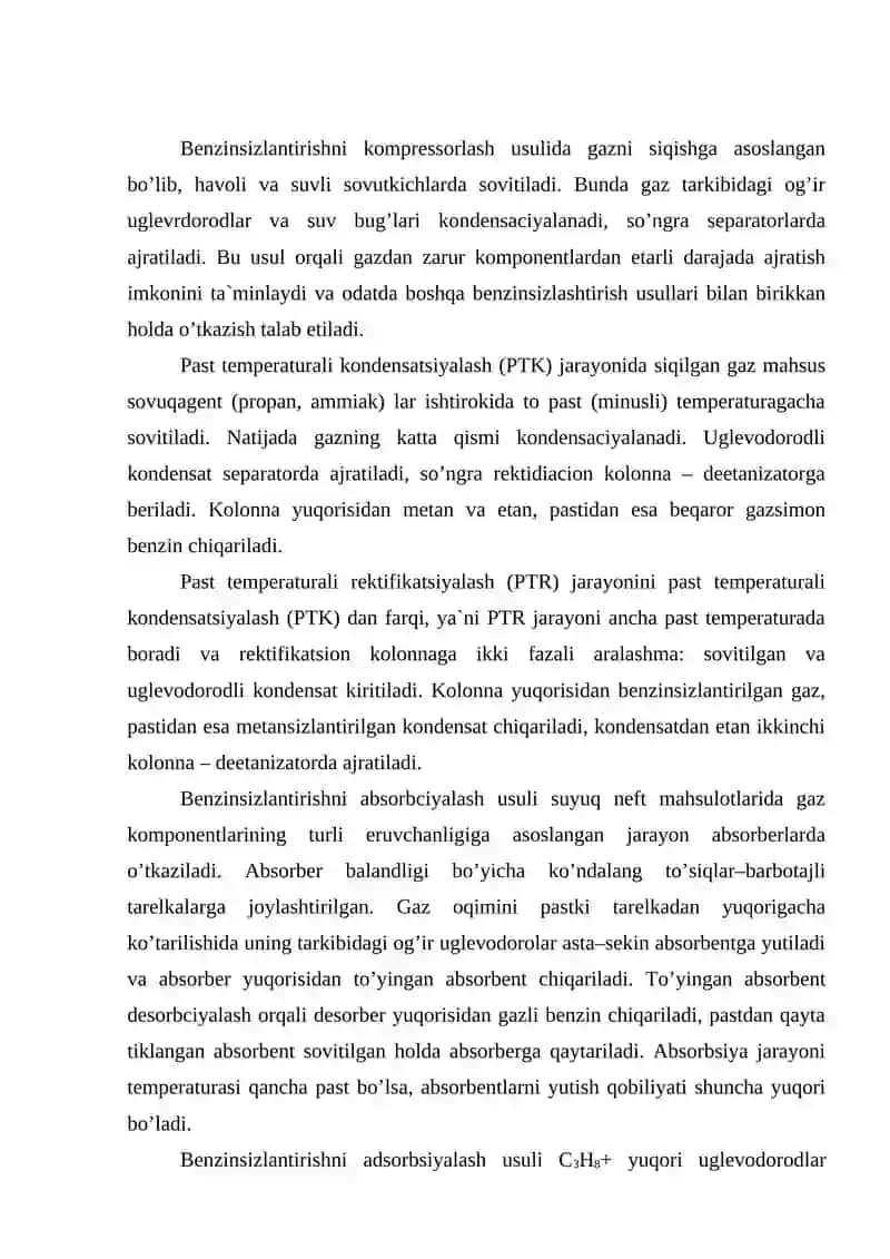 Gazni qayta ishlash zavodlaridagi asosiy tehnologik jarayonlar tavsifi 2