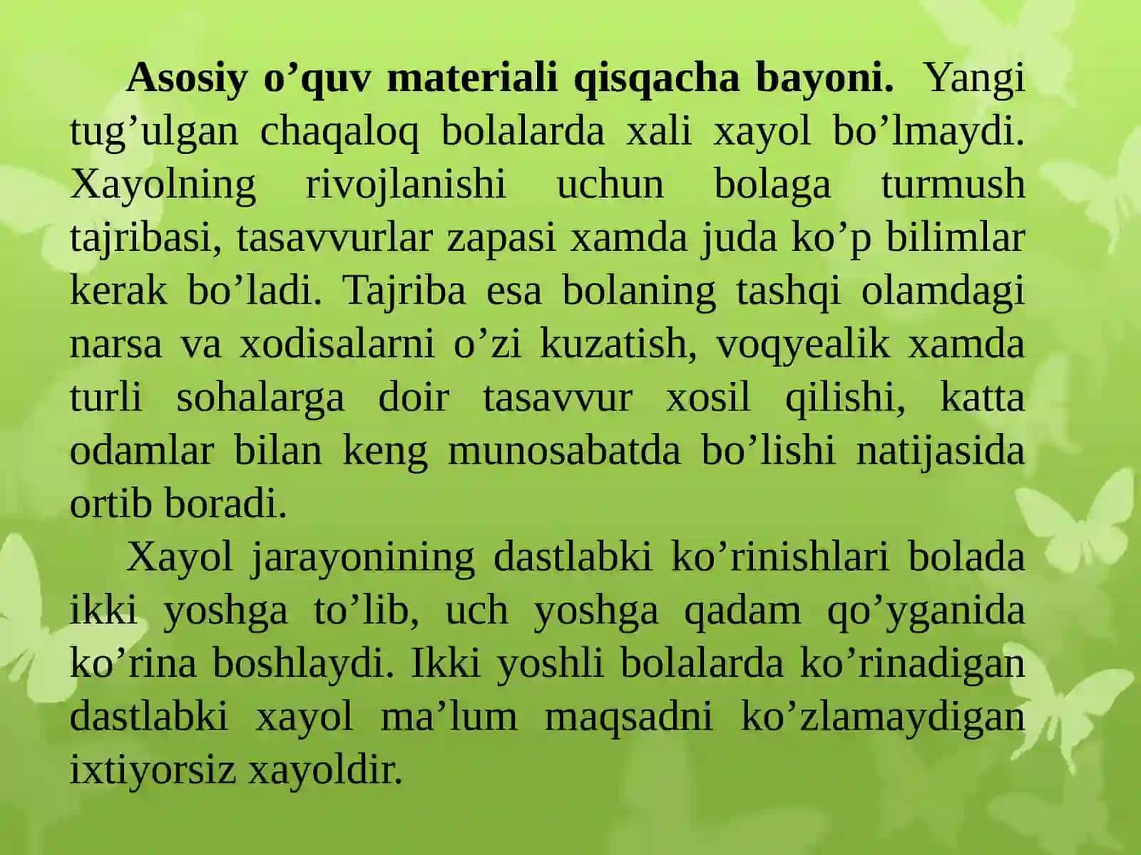 Bolalarda hayolning rivojlanishi 2