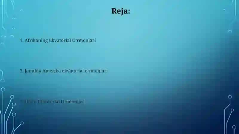 Ekvatorial oʻrmonlar zonasi tarqalgan materikal tasnifi 2