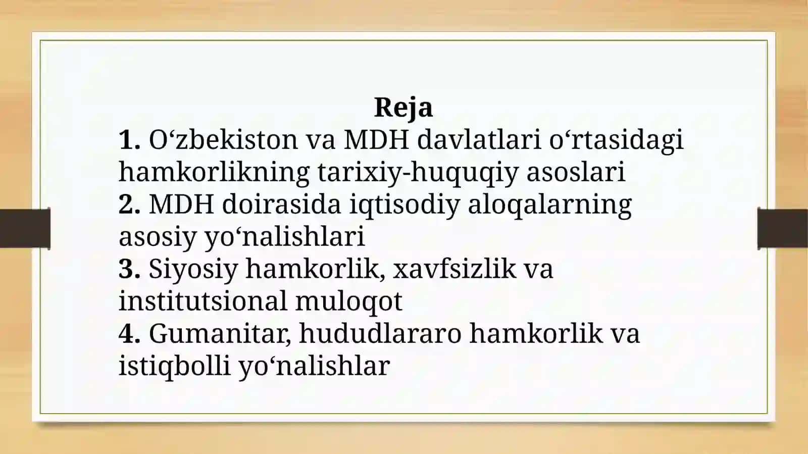 Oʻzbekiston Mustaqil Davlatlari Hamdoʻstligi davlatlari bilan iqtisodiy-siyosiy aloqalari 2