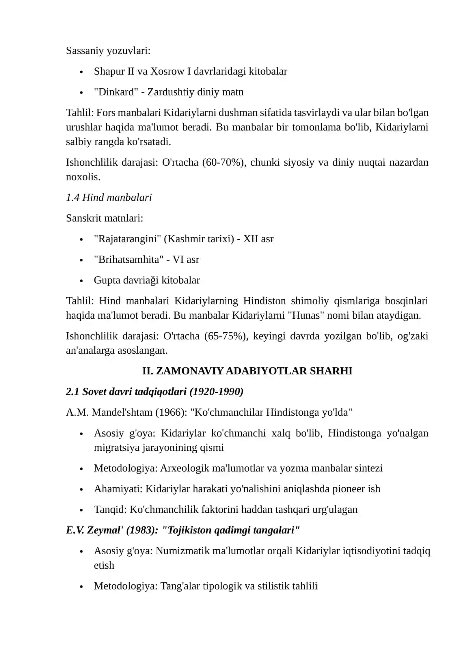 KIDARIYLAR DAVLATI: MANBALAR TAHLILI VA ADABIYOTLAR SHARHI 2